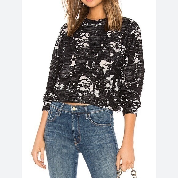Dex Sweaters - DEX Clothing Black White Abstract Destroyed Knit Crew Lightweight Sweater NWT